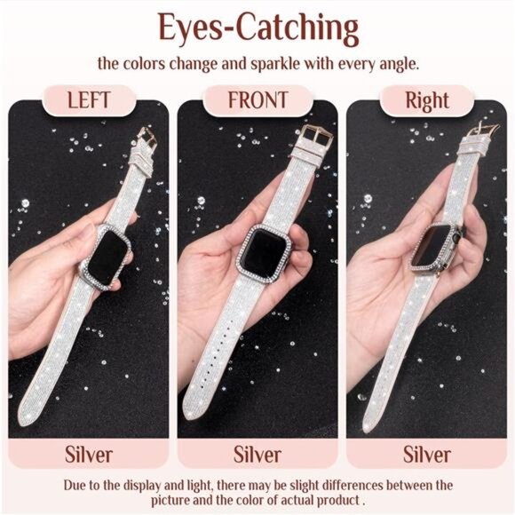 Bling Silicone Band Case for Apple Watch 45mm 44mm 41mm 40mm 38mm - Picture 3 of 8